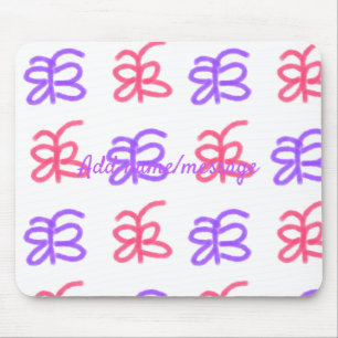 Purple pink butterfly doodle pattern add name text mouse pad