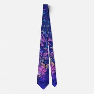 Purple Pink Butterfly Neck Tie