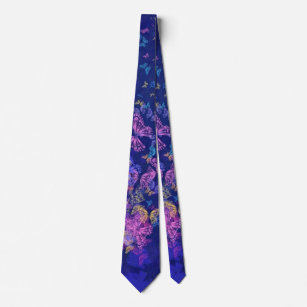 Purple Pink Butterfly Neck Tie
