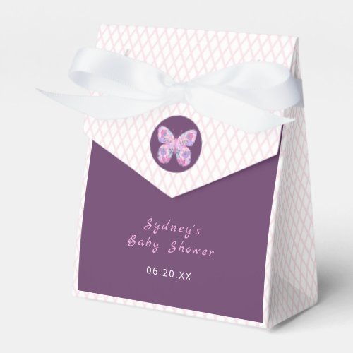 Purple Pink Butterfly Personalized Favor Boxes