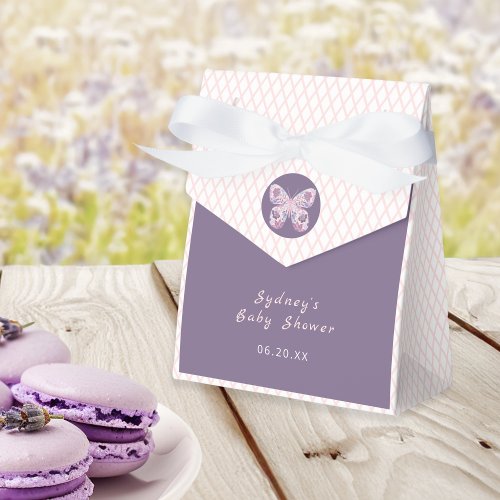 Purple Pink Butterfly Personalized Favor Boxes