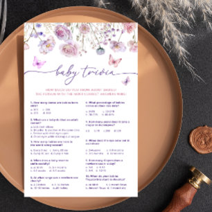 Purple Pink Butterfly Wildflowers Baby Trivia Game