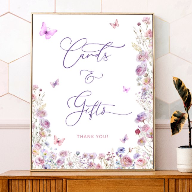 Purple Pink Butterfly Wildflowers Cards and Gifts Poster (Creator Uploaded)