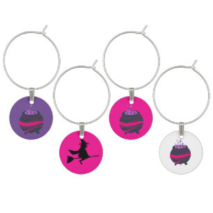 Purple Pink Caldron Halloween Wine Charm