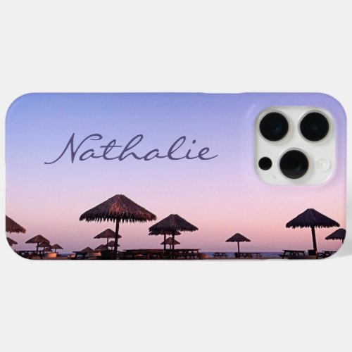 Purple Pink California Beach Sunset Custom Name iPhone 15 Pro Max Case