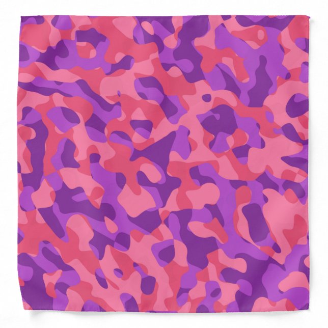 Purple Pink Camouflage Print Pattern Bandana (Front)