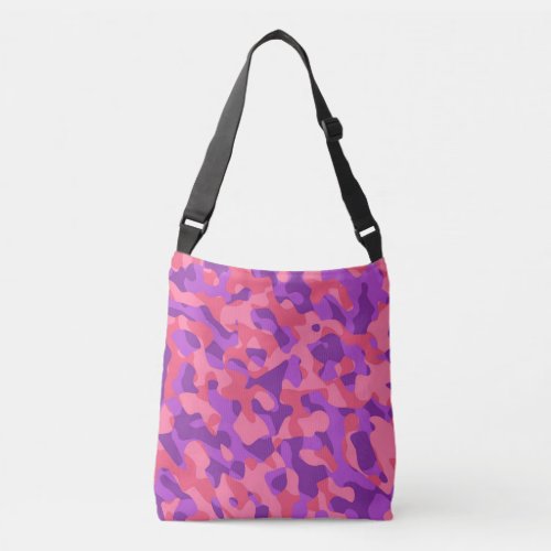 Purple Pink Camouflage Print Pattern Crossbody Bag