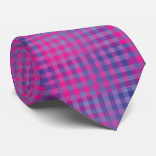 Purple Pink Checker Abstract Pattern Neck Tie
