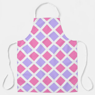 Purple Pink Checker Diamond Pattern Apron