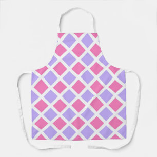 Purple Pink Checker Diamond Pattern Apron