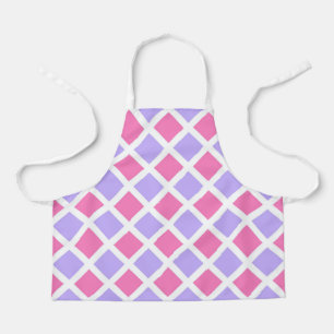 Purple Pink Checker Diamond Pattern Apron