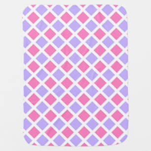 Purple Pink Checker Diamond Pattern Baby Blanket