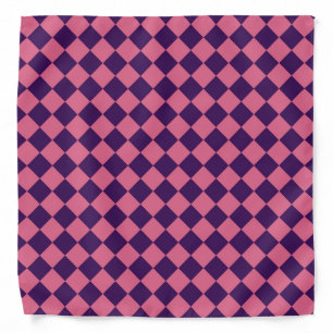 Purple Pink Checker Diamond Pattern Bandana