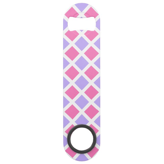 Purple Pink Checker Diamond Pattern Bar Key (Front)