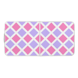 Purple Pink Checker Diamond Pattern Beer Pong Table