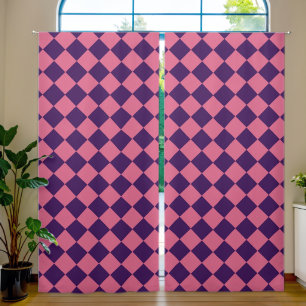 Purple Pink Checker Diamond Pattern Blackout Curtains