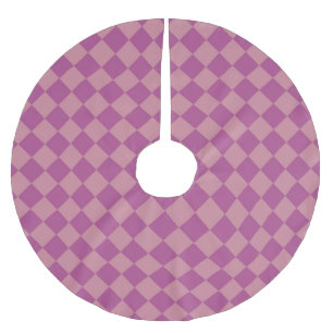 Purple Pink Checker Diamond Pattern Brushed Polyester Tree Skirt