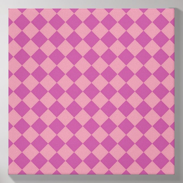 Purple Pink Checker Diamond Pattern Canvas Photo Tile (Front Set)