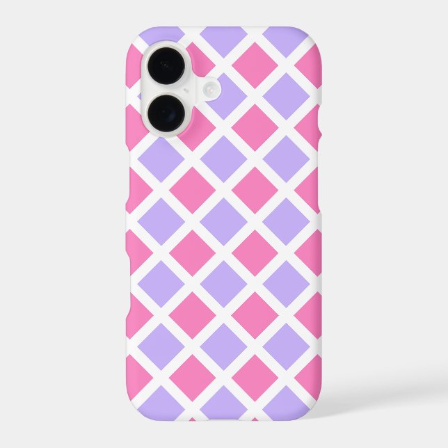 Purple Pink Checker Diamond Pattern Case-Mate iPhone Case (Back)