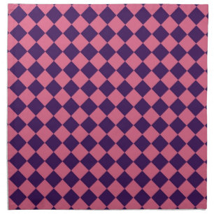 Purple Pink Checker Diamond Pattern Cloth Napkin