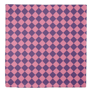 Purple Pink Checker Diamond Pattern Duvet Cover