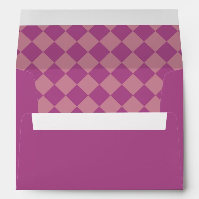 Purple Pink Checker Diamond Pattern Envelope (Back (Bottom))