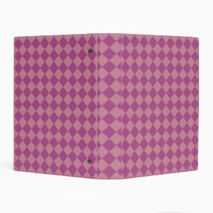 Purple Pink Checker Diamond Pattern Mini Binder