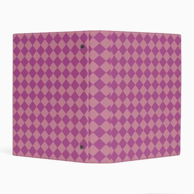 Purple Pink Checker Diamond Pattern Mini Binder (Background)