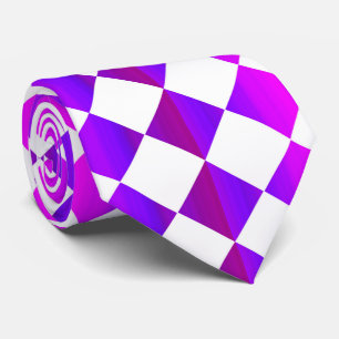 Purple Pink Checker Diamond Pattern Neck Tie
