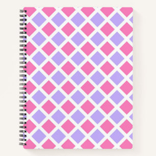 Purple Pink Checker Diamond Pattern Notebook