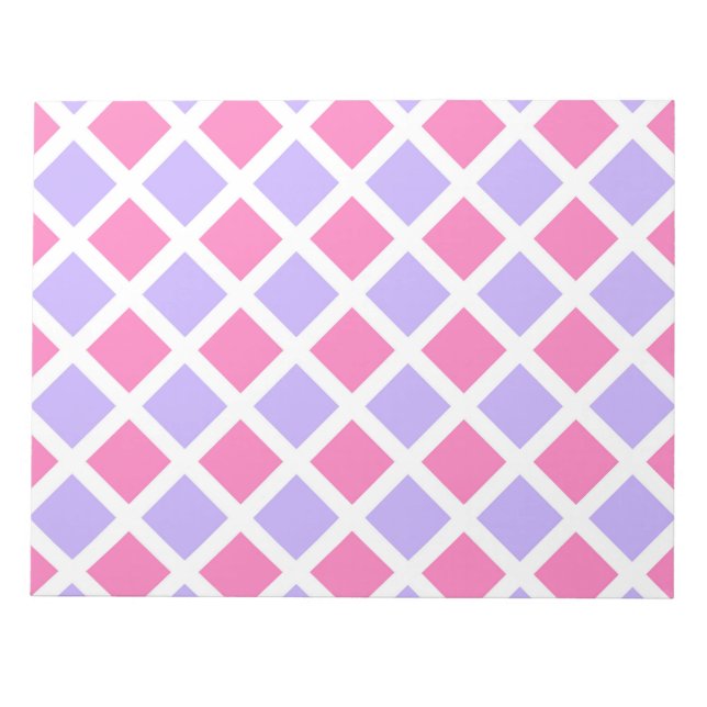 Purple Pink Checker Diamond Pattern Notepad (Front)