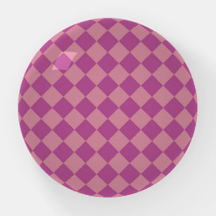 Purple Pink Checker Diamond Pattern Paperweight