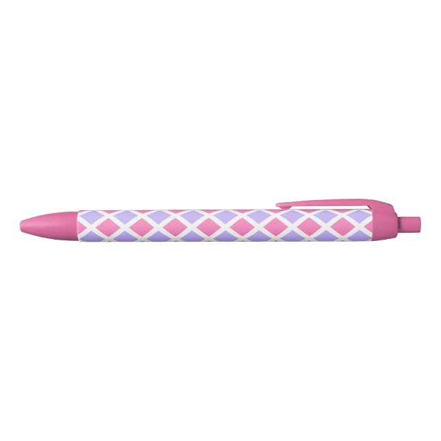 Purple Pink Checker Diamond Pattern Pen (Top)