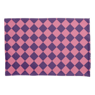 Purple Pink Checker Diamond Pattern Pillow Case
