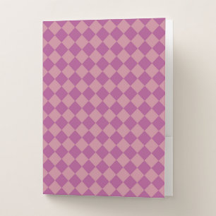 Purple Pink Checker Diamond Pattern Pocket Folder