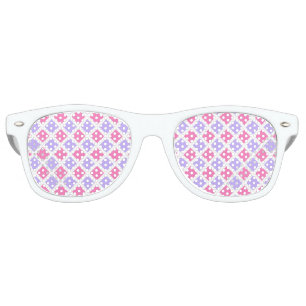 Purple Pink Checker Diamond Pattern Retro Sunglasses