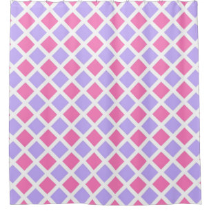 Purple Pink Checker Diamond Pattern Shower Curtain