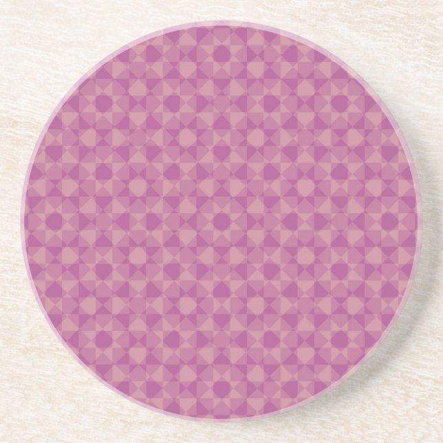 Purple Pink Checker Diamond Plaid Pattern Coaster (Front)