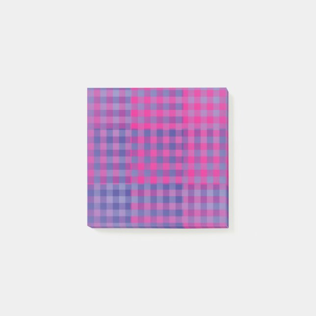 Purple Pink Checker Patchwork Pattern Post-it Notes (Front)