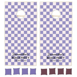 Purple Pink Checkerboard Cornhole Set