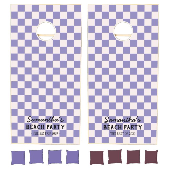 Purple Pink Checkerboard Cornhole Set (Set)