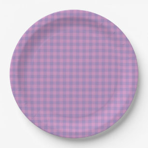 Purple Pink Checkerboard Pattern Paper Plates