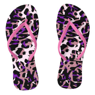 Purple Pink Cheetah Abstract Flip Flops