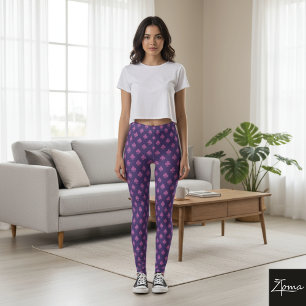 Purple Pink Club Card Suit Ombre Pattern Leggings