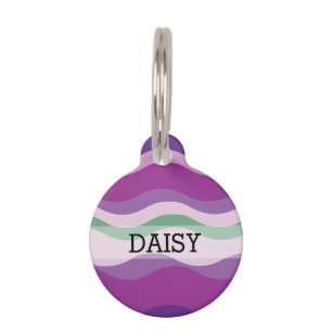 Purple & Pink Colorful Wavy Custom  Pet ID Tag