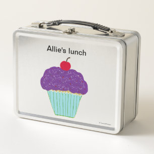 Purple Pink Cupcakes Metal Lunch Box