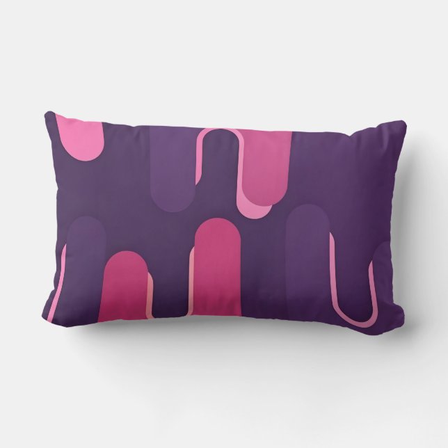 Purple Pink Curved Abstract Throw Pillow (Back)