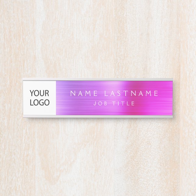 Purple Pink Custom Logo Executive Business Door Sign (Front)
