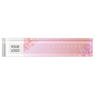 Purple Pink Custom Logo Executive Professional Desk Name Plate