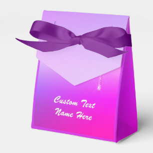 Purple Pink Custom Text Name Favor Box Gift